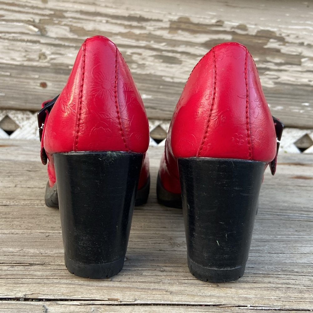 Rare! Vintage Dr. Martens Red Leather Marlena Mary Jane Pumps Women's Size 5 - Picture 6 of 12